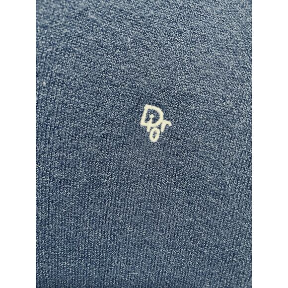 Vintage Christian Dior Sweater Mens Large V Neck Monsieur Made USA Classy Navy - Picture 2 of 7